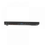 Side view of a black gaming laptop with red accents, showing usb-a, usb-c, hdmi and ethernet ports along the left edge and ventilation on the right side
