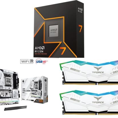 AMD Ryzen 7 9700X and ASRock X870 STEEL LEGEND WIFI and Team T-Force Delta RGB 32GB (2 x 16GB) 288-Pin PC RAM DDR5 6400