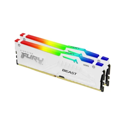 Kingston Fury Beast RGB 64GB (2x32GB) 6000MHz DDR5 CL30 Desktop RAM White (KF560C30BWEAK2-64)