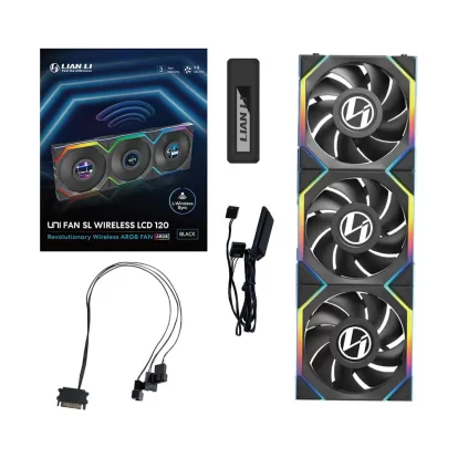 Lian Li UNI FAN SL Wireless LCD 3x 120mm Fan Kit Black (G99-12SLLCD1W3B-IN)