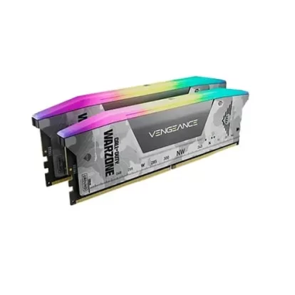 Corsair Vengeance RGB 32GB (16GBx2) 6000Mhz DDR5 CL30 Desktop RAM Light Grey Call Of Duty Warzone (CMH32GX5M2B6000Z30W-WZ)