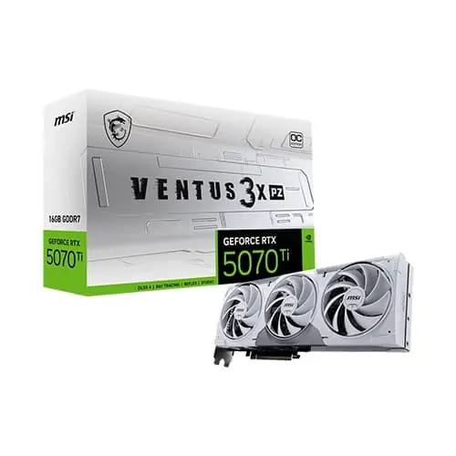Msi rtx 5070 ti ventus 3x pz oc white 16gb gddr7 graphics card (g507t-16v3zc)