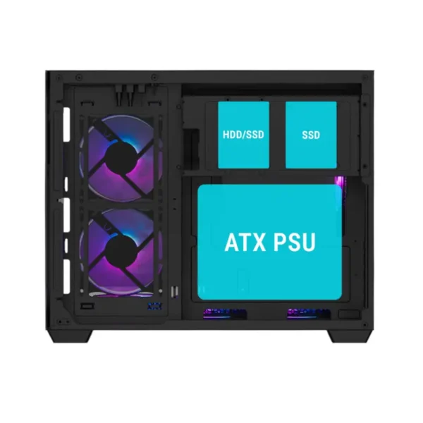 Ant esports crystal x6 mini mini-tower gaming cabinet black (crystal-x6-mini-black)