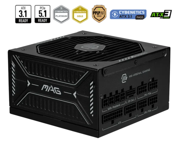 Msi mag a1000gls pcie5 gold 1000 watt atx 3. 1 fully modular power supply
