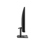 Side view of a black computer monitor mounted on a rectangular stand.