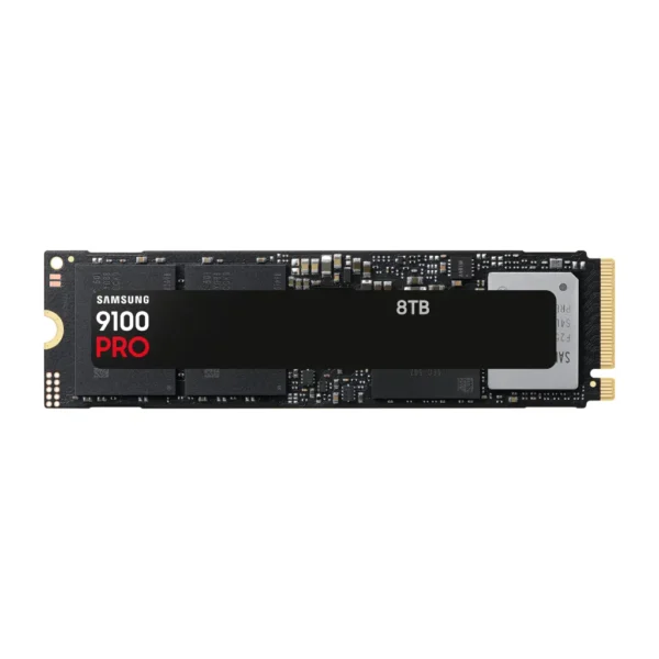 Samsung 9100 pro 8tb m. 2 2280 nvme pcie 5. 0 internal ssd (mz-vap8t0bw) Samsung 9100 pro 8tb nvme m. 2 solid-state drive (ssd) showing edge connector and label on black pcb