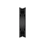 Side view of a black arctic computer cooling component with angular fins and branding visible on the side frame