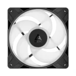 Pc cooling fan with white blades in a black square frame (arctic brand)
