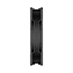 Black, symmetrical mounting bracket or rail component with a hollow central channel and inset side ribs, viewed edge-on.
