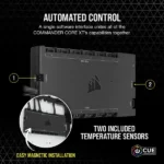 Automated control unit with two temperature sensors and magnetic installation labeled easy magnetic installation (commander core xt).