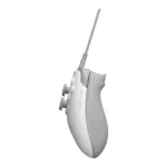 Gray wired medical handpiece with side dials and a textured grip, shown in profile.