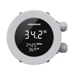 Round digital gauge displaying 34. 2°c, 2425 rpm, and 36. 9 w with cougar branding.