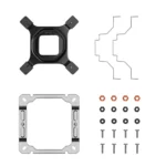 Cpu cooler mounting kit with backplate, square frame, and assorted screws and washers commonly used for installation