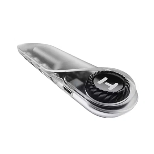 Hyte powered 4xusb 2. 0 hub (acc-hyte-usb-hub) Small silver metal clip with a round black dial marked l, viewed from the side.
