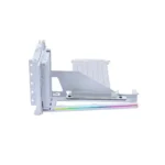 White metal printer print-head carriage with rails and a color ink ribbon along the bottom edge