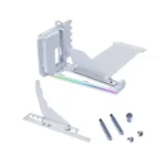 White binding punch with adjustable spine guide and colored rails, plus screws and bolts to attach it to a surface.