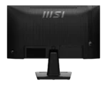 Rear view of an msi monitor showing a textured black back, central stand, and ports area (msi branding visible).
