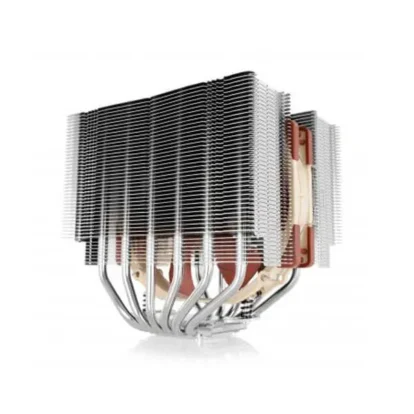 Cpu air cooler with a dense array of aluminum fins and several heat pipes extending from a copper base.