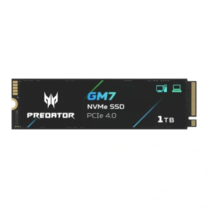 1tb predator gm7 nvme pcie 4. 0 ssd in black housing with blue logo
