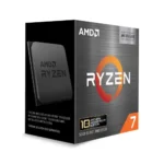 Box packaging for amd ryzen 7 5000 series processor with prominent ryzen logo and orange corner badge.