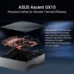 Exploded view of the asus ascent gx10 server showing internal components and cooling, highlighting dual‑fan cooling and 1. 6× better thermal efficiency.