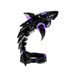 Dragon-shaped flexible desk lamp in black and purple with glowing accents and adjustable neck for directional lighting