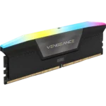 Ddr5 desktop memory module with rainbow rgb lighting and a vengeance label.