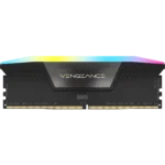 Ddr5 computer memory stick with rainbow-lit top edge and vengeance branding in the center
