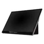 Viewsonic portable lcd monitor on a stand, black screen angled to the right.