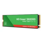 M. 2 nvme ssd card labeled wd green sn3000 with pcie 4. 0, green-and-red design, powered by sandisk.