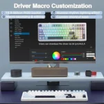 Driver macro customization interface displayed on a desktop monitor with color-coded keyboard, indicating macro recording and editing features