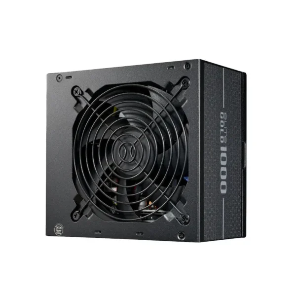 Atx computer power supply with large front-facing cooling fan and protective grille, black steel case, side label reads 800w (unit shown from angled view)