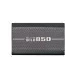 Solid-state drive labeled 'elite gold 850' with a honeycomb pattern on a dark gray cover.