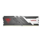 Ddr4 ram module with a black heat spreader, red viper logo on the left and 'viper' branding on the right, gold connector pins visible.
