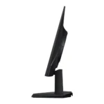 Side view of a black computer monitor on a rectangular stand.